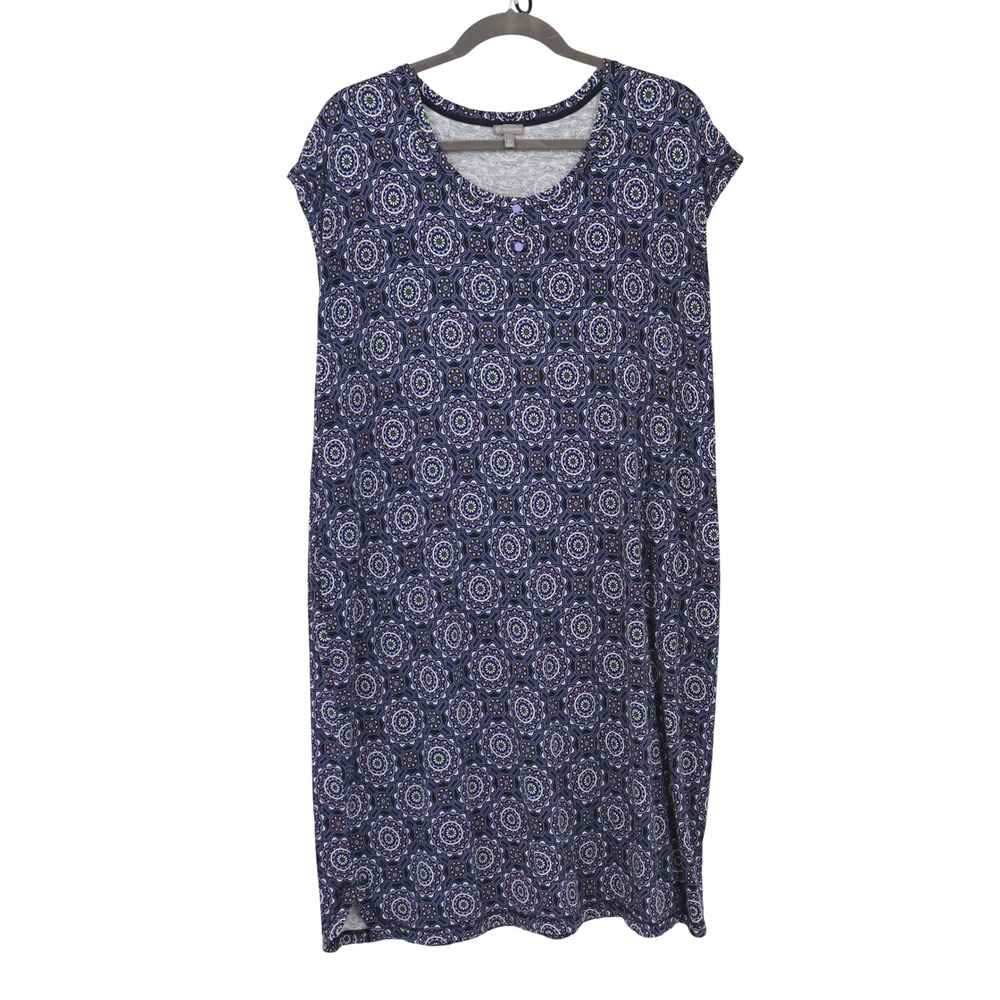 T by Talbots Knit Dress Women 3X Blue Casual Resort Boho Cottagecore Comfortable